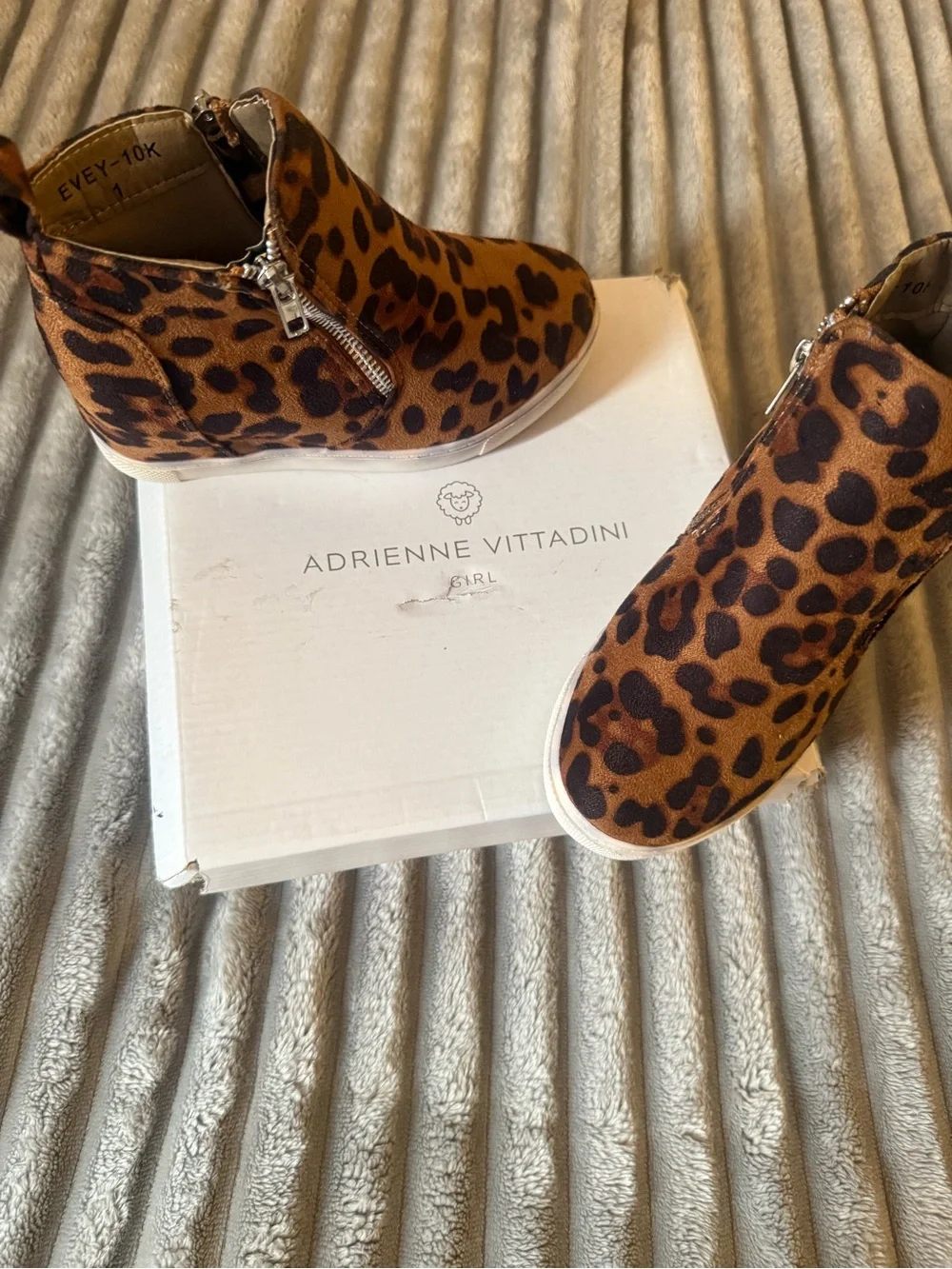 Adrienne Vittadini Leopard Print Ankle Booties - Brown/Black